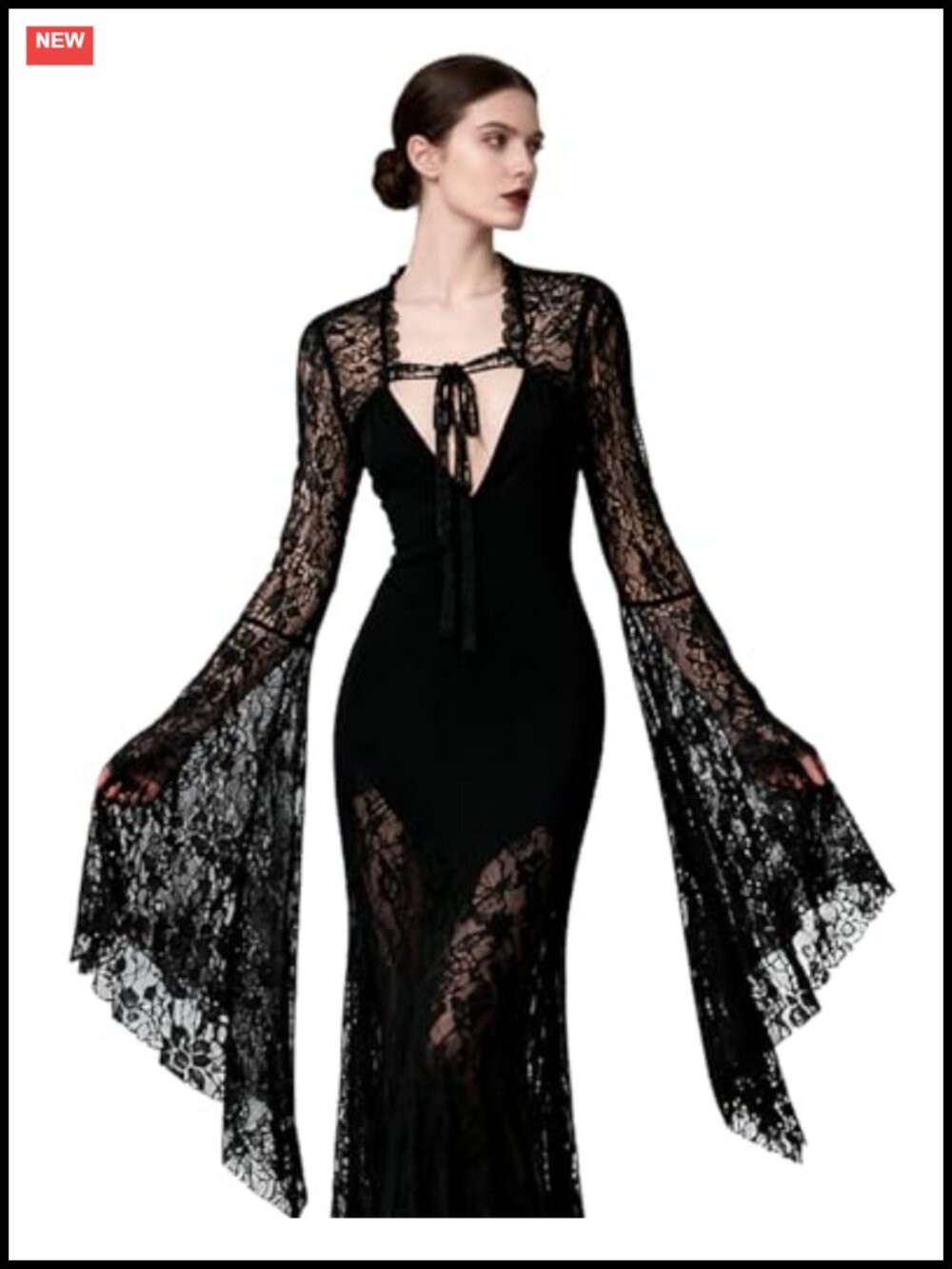 Womens Lace Bolero Shrug Long Flared Sleeve Victorian Goth Crop Top